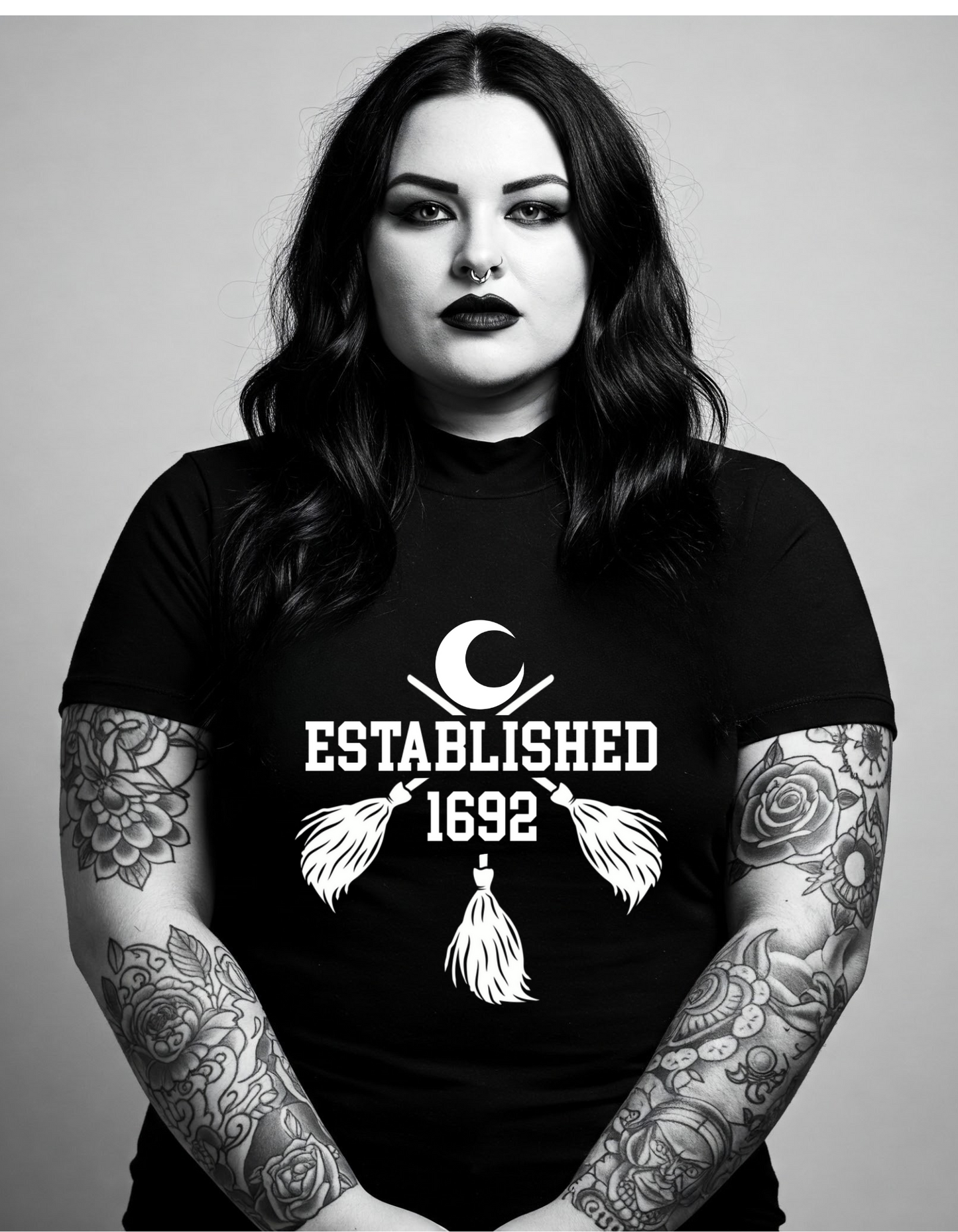 Established 1692 Witch T Shirt Black Witch Goth Gothic T-Shirt Cotton Unisex