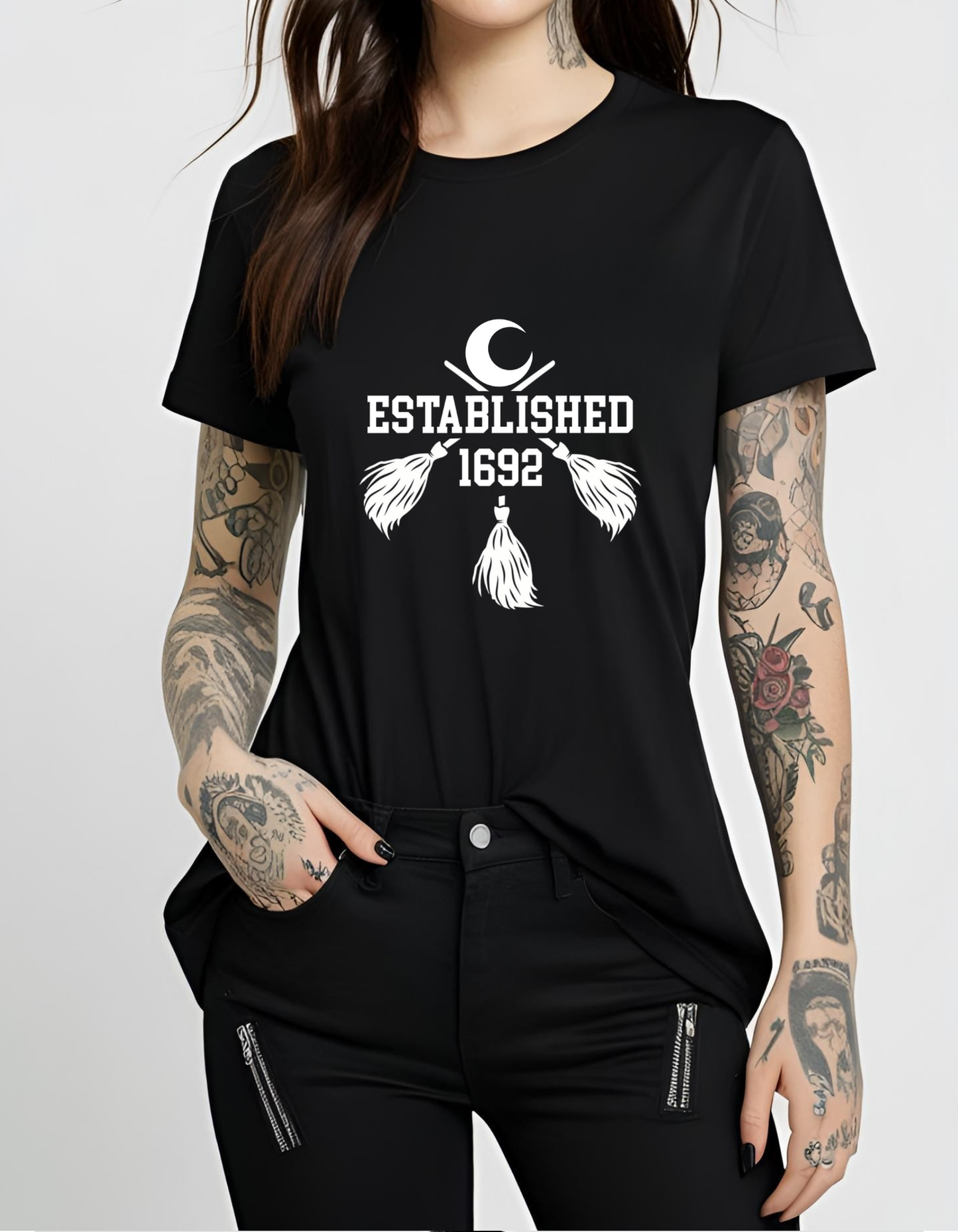 Established 1692 Witch T Shirt Black Witch Goth Gothic T-Shirt Cotton Unisex