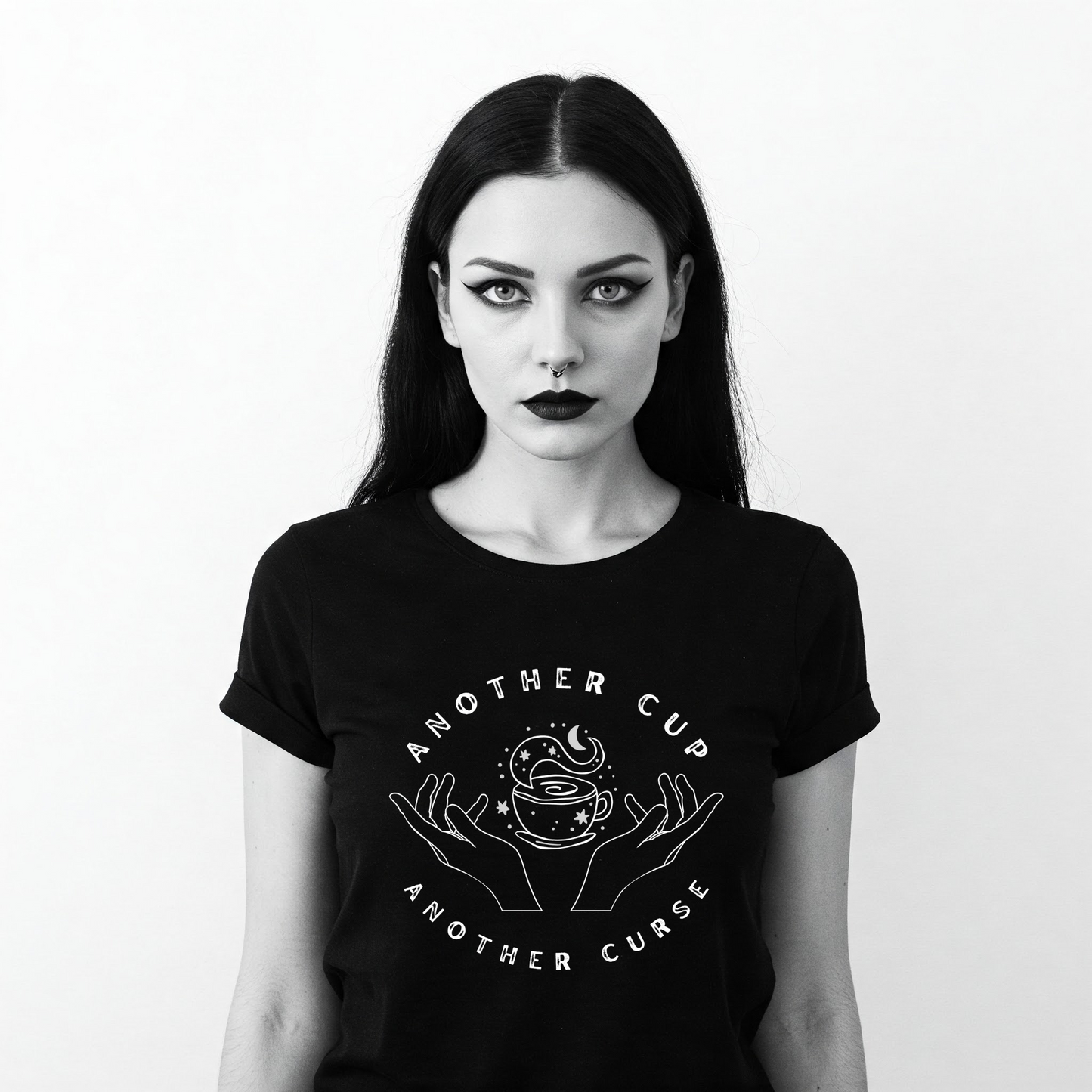 Another Cup Another Curse Tee- Black Witch Goth Gothic T-Shirt Cotton Unisex