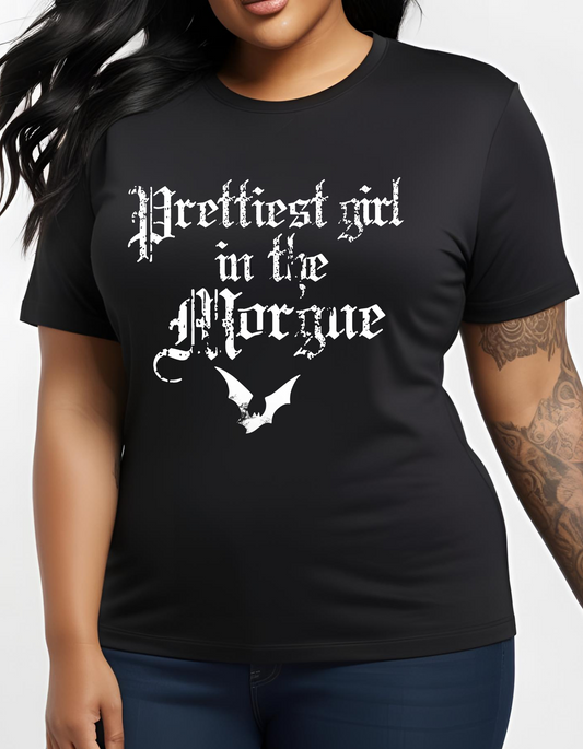 Best Selling Prettiest Girl in the Morgue Tee Goth Gothic T-Shirt Cotton Unisex