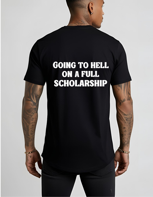 Going to Hell on a FULL Scholarship T Shirt Black  Goth Gothic T-Shirt Cotton Unisex Teacher College School