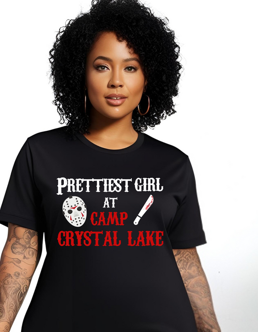 Prettiest girl at CAMP CRYSTAL LAKE Horror Movie  Goth Gothic T-Shirt Cotton Unisex